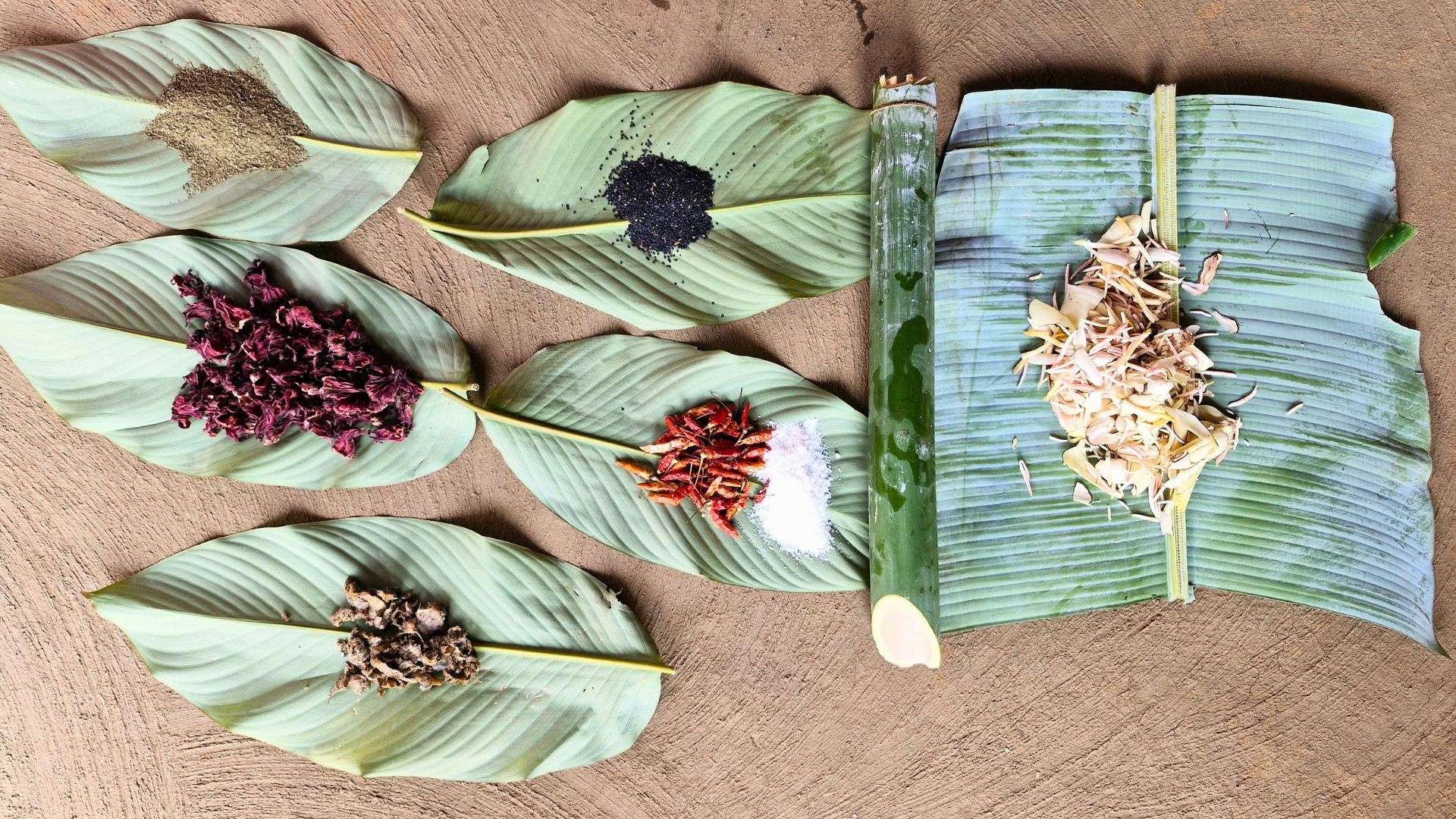 Local ingredients used in traditional Tiwa cuisine in Umswai Valley, Assam