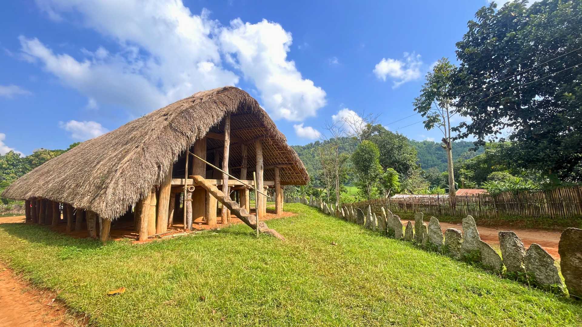 Traditional community gathering space of the Hill Tiwa community in Umswai Valley, Assam, used for meetings, cultural activities and social gatherings